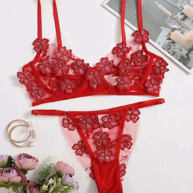Blossom Desire Sheer Lace Set / 002 | Women’s Sheer Lace Lingerie Set | Romantic Lace Bra & Panty Set | See-Through Floral Lace Lingerie | Sexy Sheer Lace Underwear Set Women | Breathable Lace Bra Panty Set | Valentine’s Lingerie Gift for Her | Luxury Lace Intimate Set Women | Soft Lace Lingerie in Pink, Purple & Red | Premium Romantic Women’s Lingerie