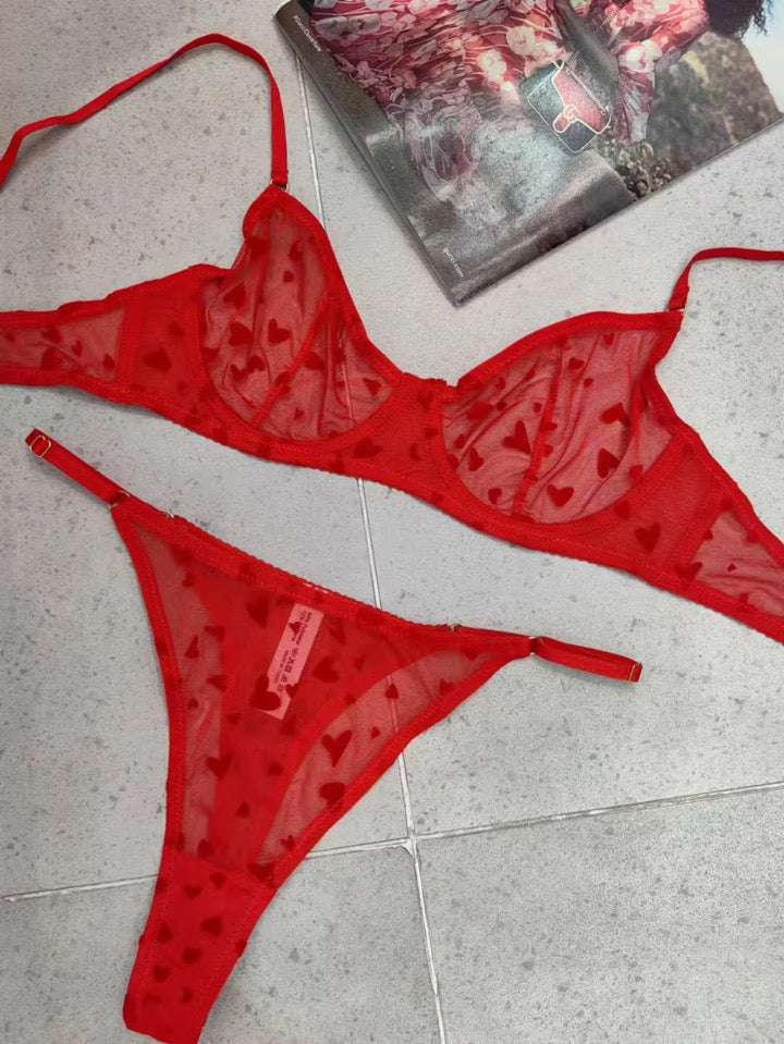 Victoria's Secret Dream Angels Sheer Heart Lingerie | Women’s Black & Red Sheer Lace Bra & Panty Set | Sexy Heart Lingerie | Romantic Lace Intimates for Her | Breathable Lace Bra & Panty Set | Valentine’s & Holiday Lingerie Gift | Luxury Lace Underwear Women | Elegant Heart Lace Set for Special Occasions | Soft & Supportive Women’s Lingerie