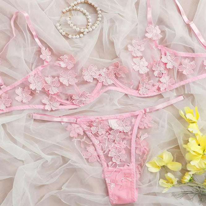 Blossom Desire Sheer Lace Set / 002 | Women’s Sheer Lace Lingerie Set | Romantic Lace Bra & Panty Set | See-Through Floral Lace Lingerie | Sexy Sheer Lace Underwear Set Women | Breathable Lace Bra Panty Set | Valentine’s Lingerie Gift for Her | Luxury Lace Intimate Set Women | Soft Lace Lingerie in Pink, Purple & Red | Premium Romantic Women’s Lingerie